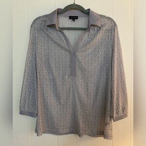 The Limited Blouse Women’s Large Gray White Pattern Sheer Lightweight Casual